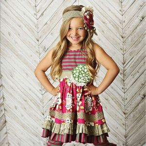 Mustard Pie Clover Twirl Dress in Magenta Sunrise